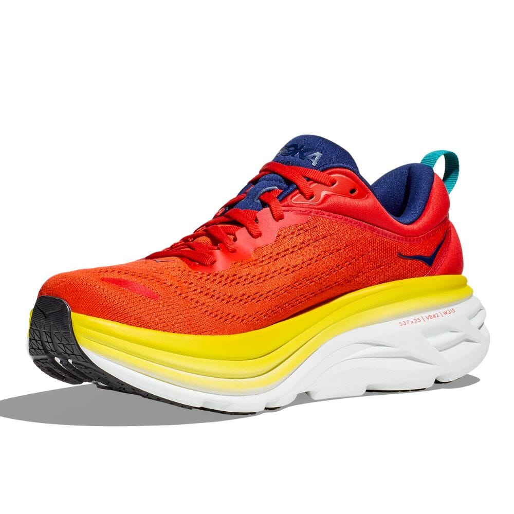 Hoka One One Men's Bondi 8 - BlackToe Running#colour_red-alert-flame