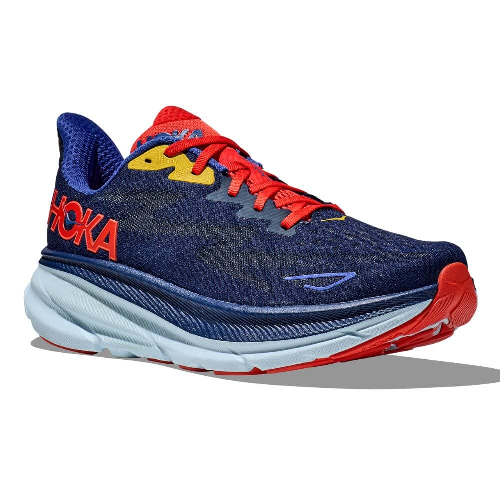 Hoka Men's Clifton 9 Men's Shoes - BlackToe Running#colour_bellwether-blue-dazzling-blue