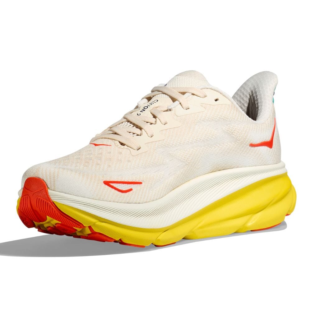 Hoka Men's Clifton 9 Men's Shoes - BlackToe Running#colour_eggnog-passion-fruit