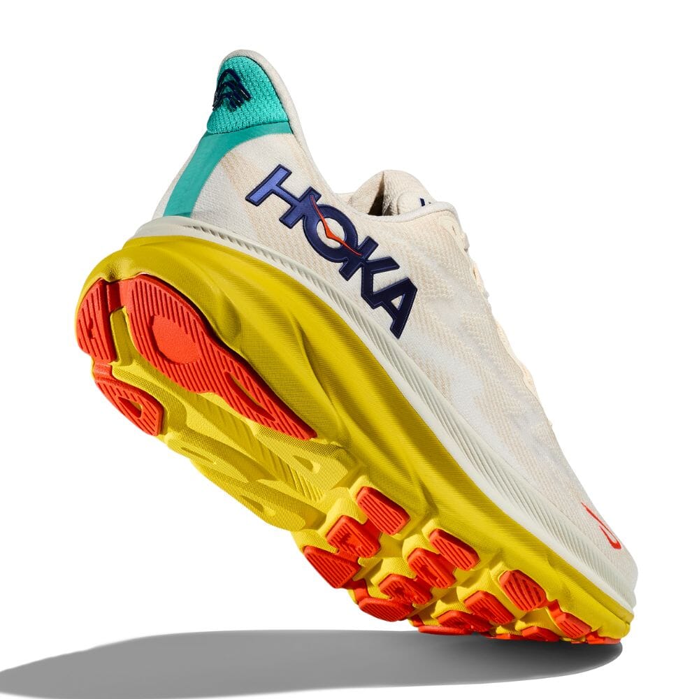 Hoka Men's Clifton 9 Men's Shoes - BlackToe Running#colour_eggnog-passion-fruit