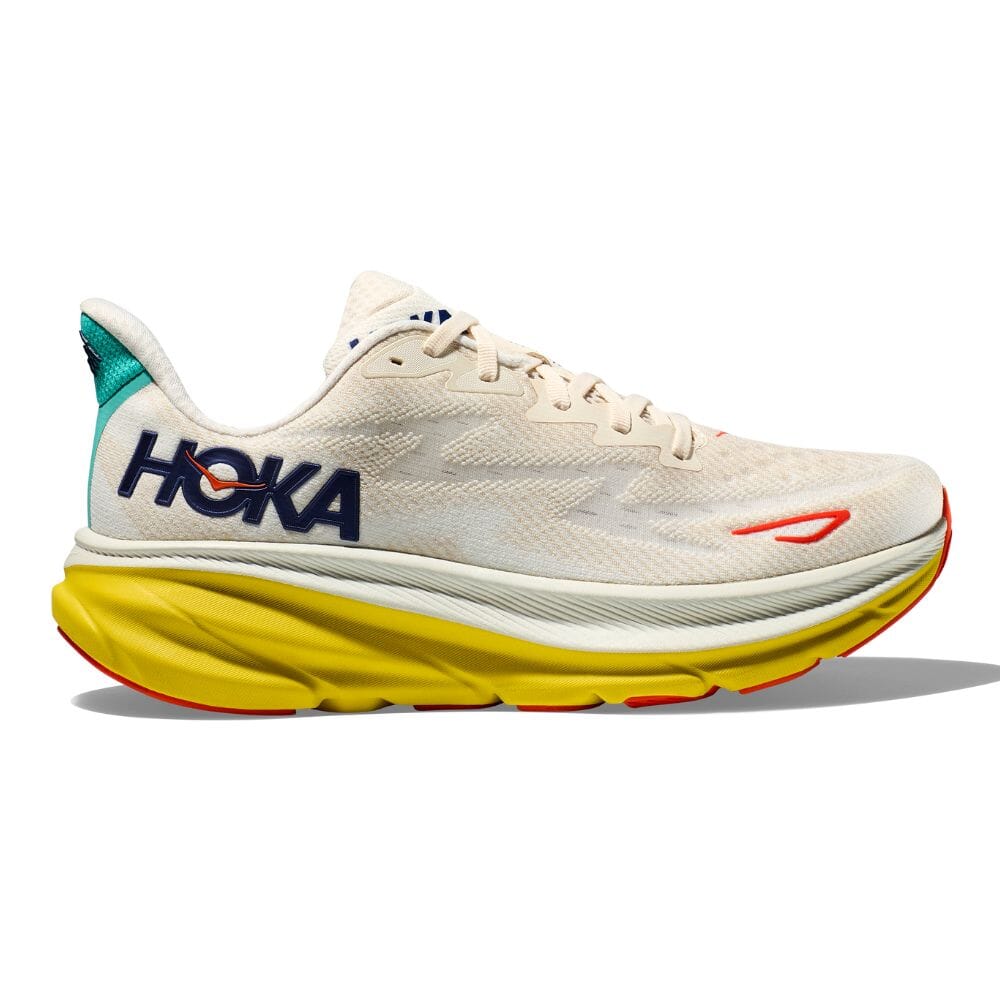 Hoka Men's Clifton 9 Men's Shoes - BlackToe Running#colour_eggnog-passion-fruit