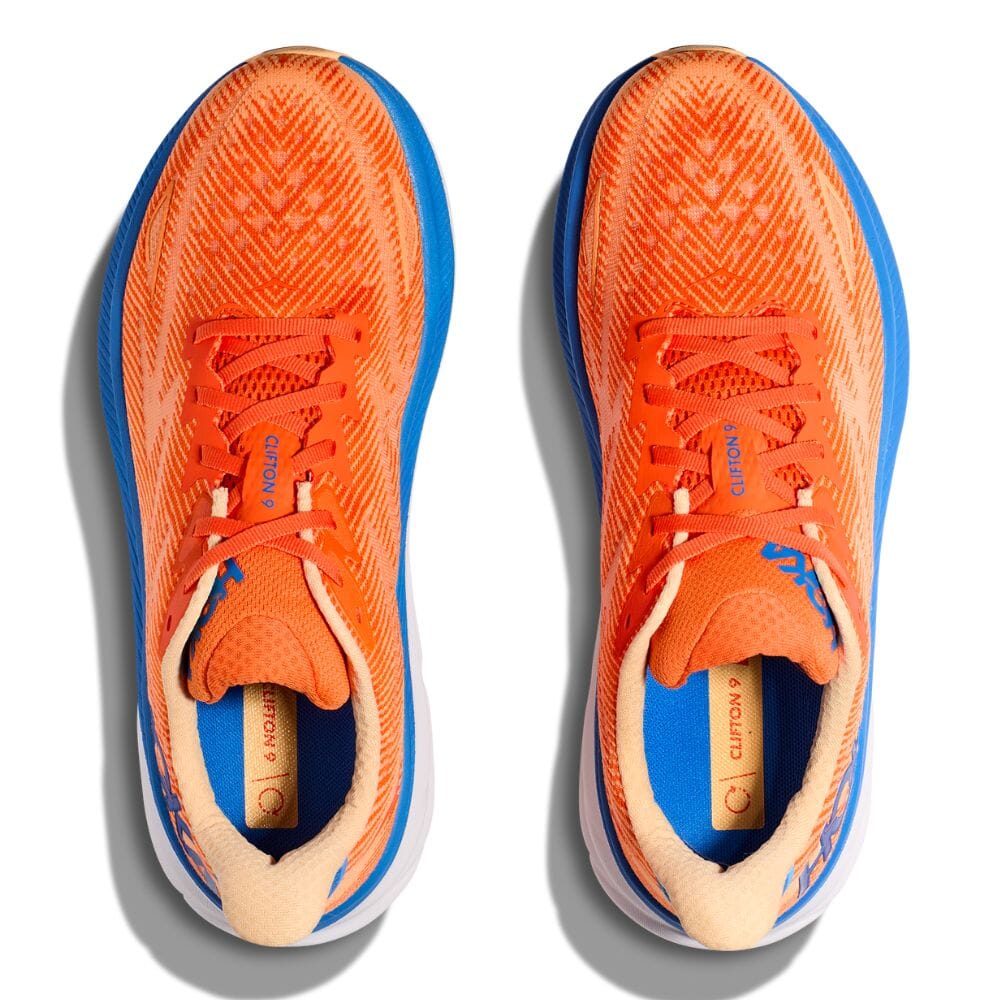 Hoka Men's Clifton 9 Men's Shoes - BlackToe Running#colour_vibrant-orange-impala