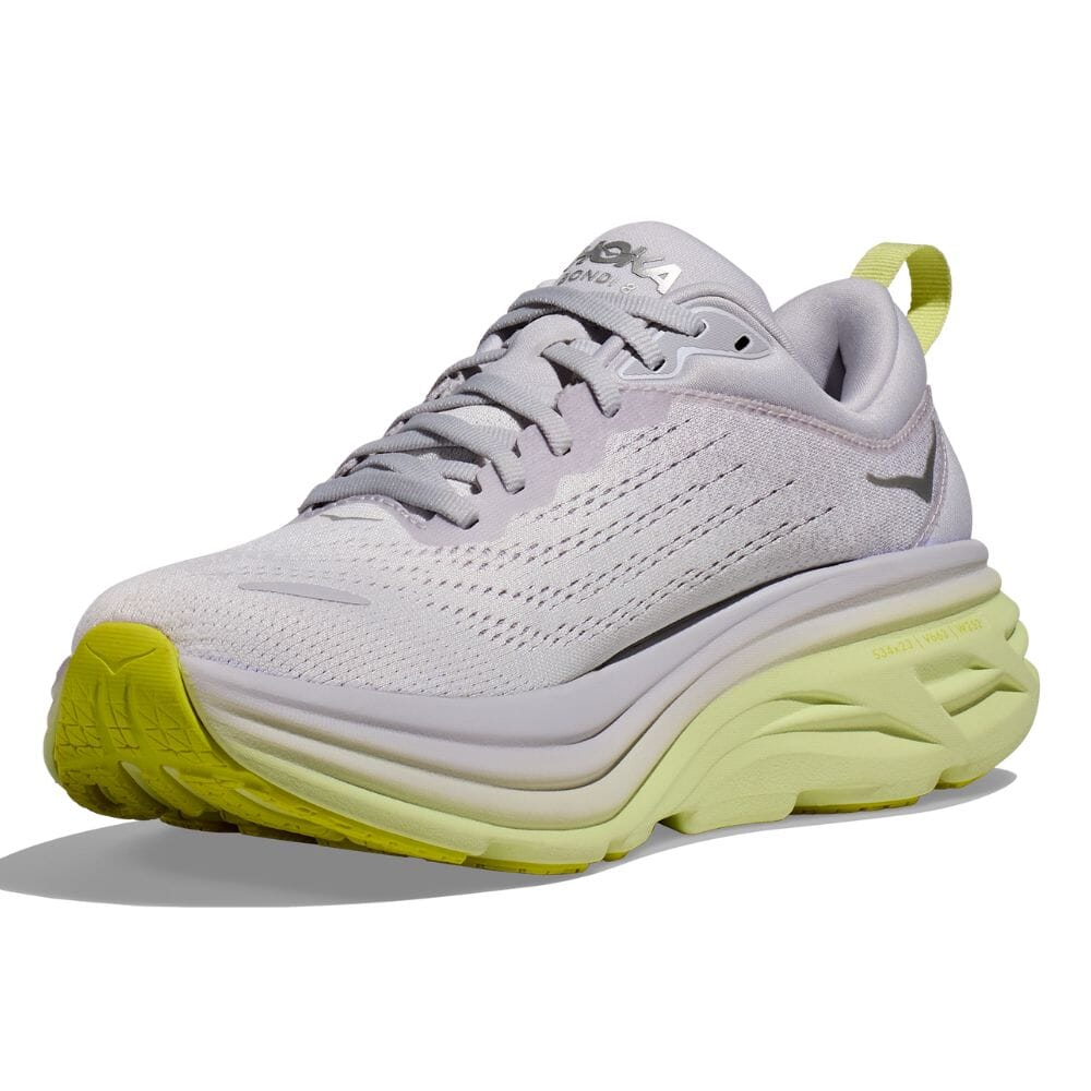 Hoka Women's Bondi 8 Women's Shoes - BlackToe Running#colour_nimbus-cloud-luminary-green