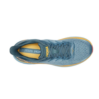 Hoka One One Men's Clifton 8 Men's Shoes - BlackToe Running#colour_goblin-blue-mountain-spring