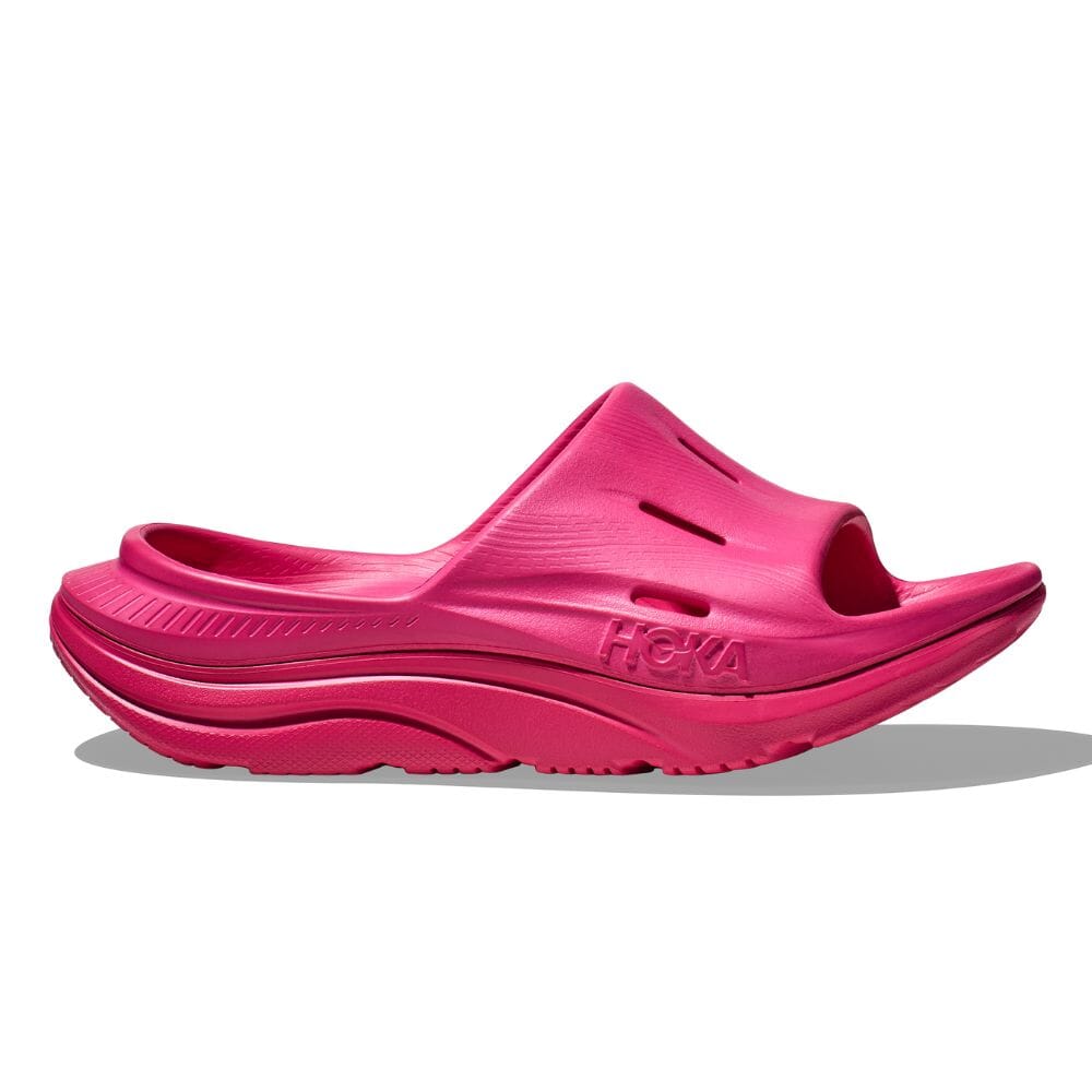 Hoka Ora Recovery Slide 3 - Pink Yarrow - BlackToe Running#colour_pink-yarrow-pink-yarrow