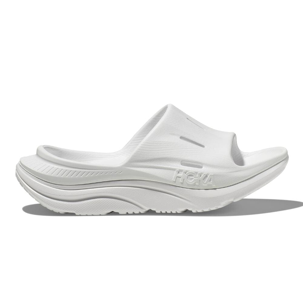Hoka Ora Recovery Slide 3 - White & White - BlackToe Running#colour_white-white
