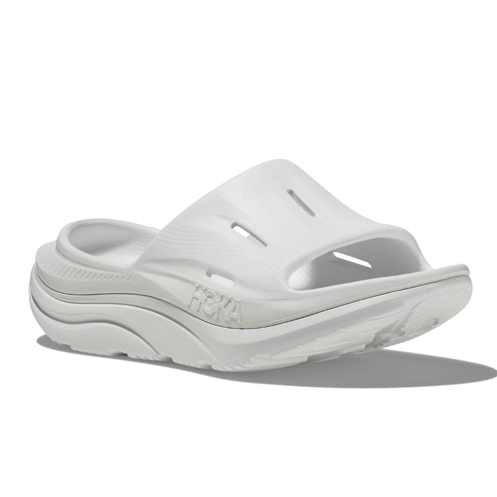 Hoka Ora Recovery Slide 3 - White & White - BlackToe Running#colour_white-white