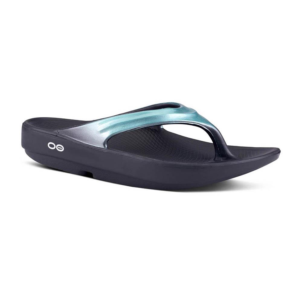 Oofos Oolala Thong Unisex - BlackToe Running#colour_metallic-mint
