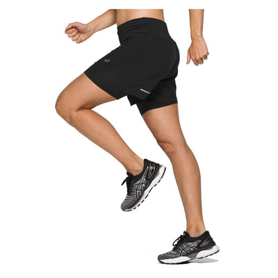 Asics Women's Road 2-N-1 5.5Inch Short Women's Shorts - BlackToe Running#colour_performance-black
