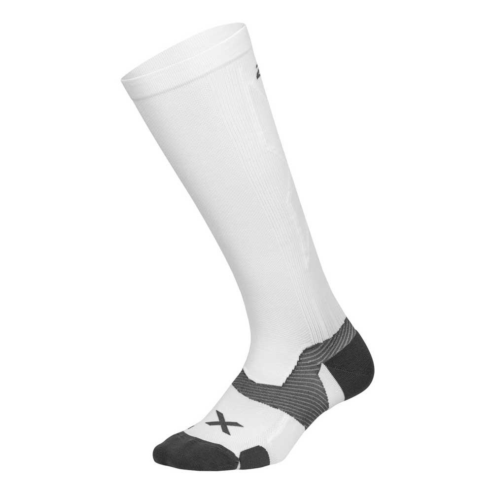 2XU Vector Cushion Compression Socks Compression - BlackToe Running#colour_white-grey