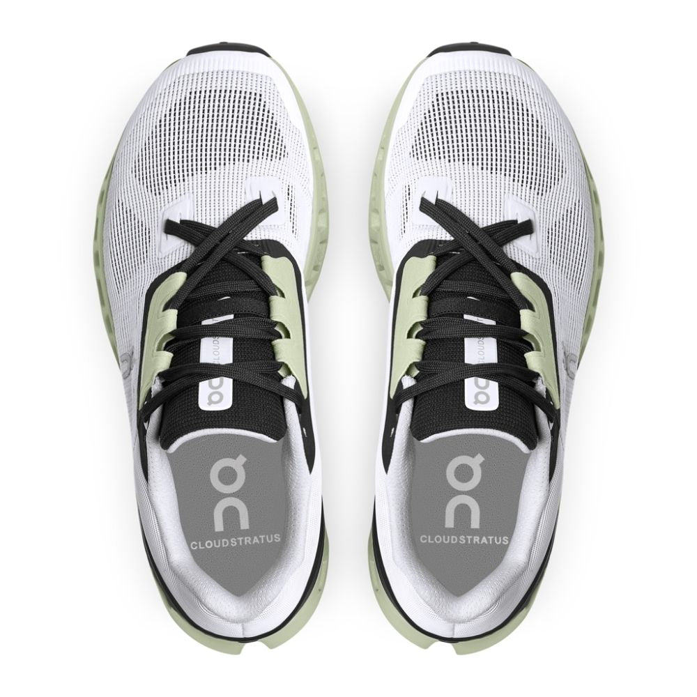 On Running Women's Cloudstratus - BlackToe Running#colour_white-black