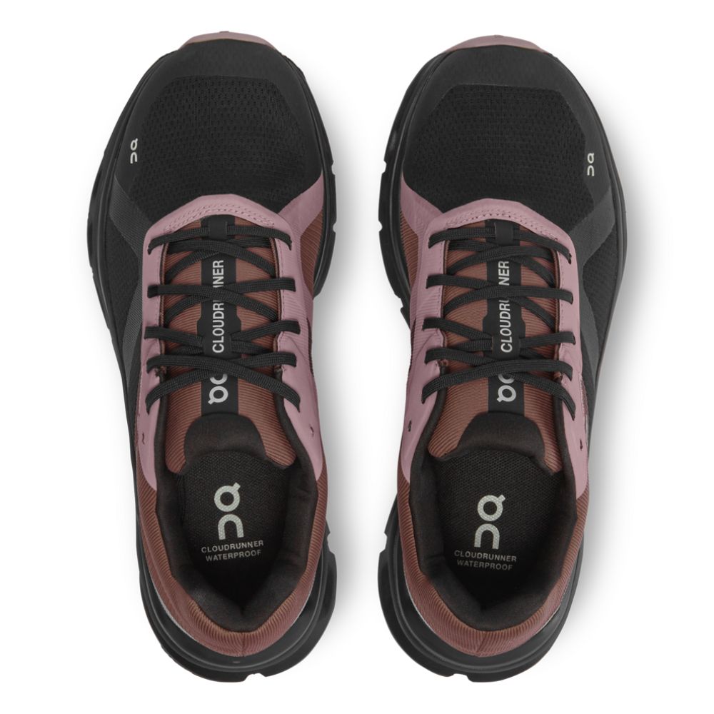 On Running Women's Cloudrunner Waterproof Women's Shoes - BlackToe Running#colour_black-grape
