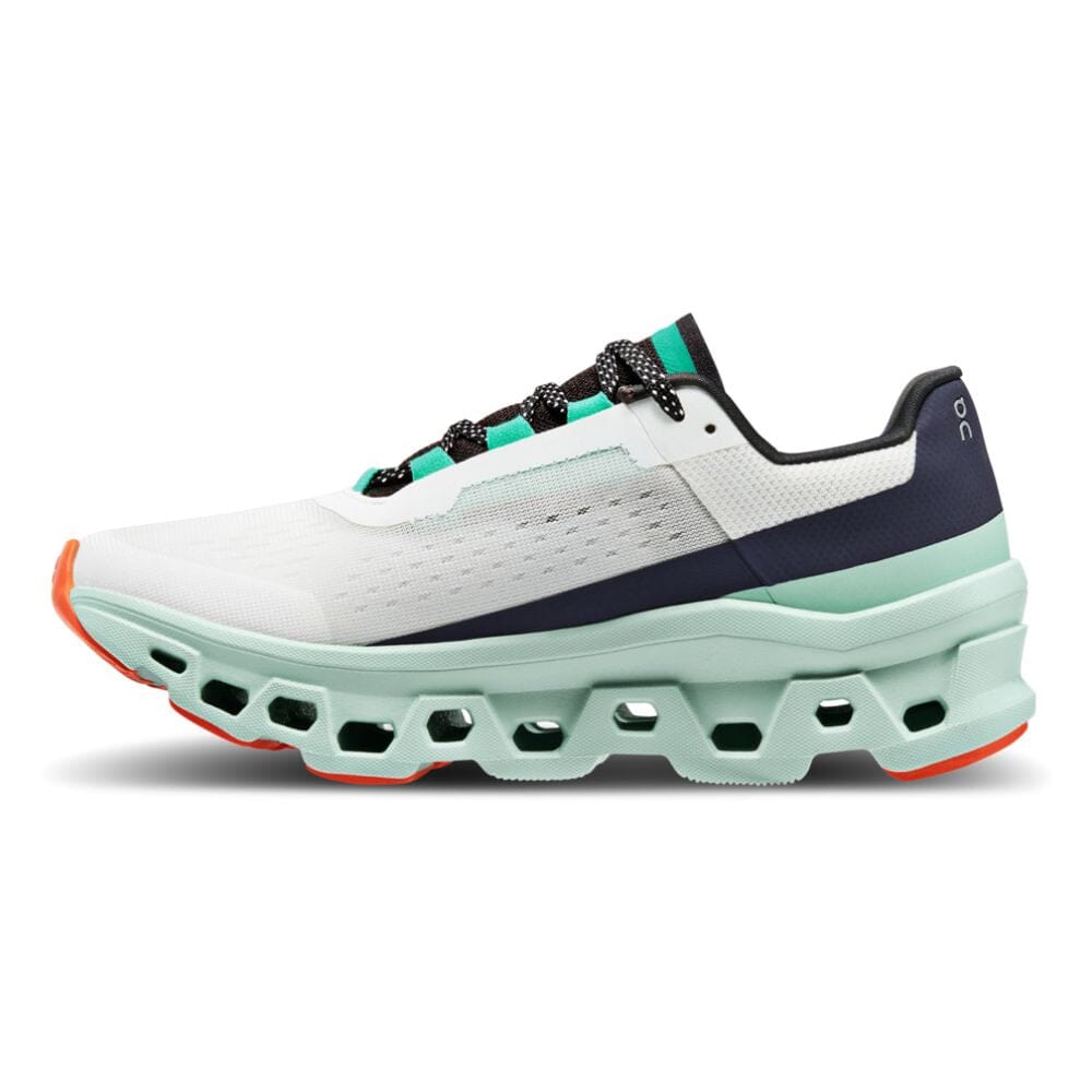 On Running Women's Cloudmonster Women's Shoes - BlackToe Running#colour_undyed-white-creek