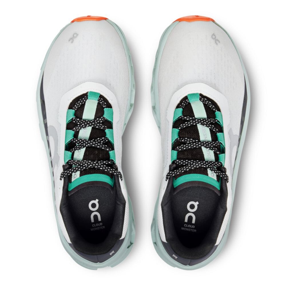 On Running Women's Cloudmonster Women's Shoes - BlackToe Running#colour_undyed-white-creek