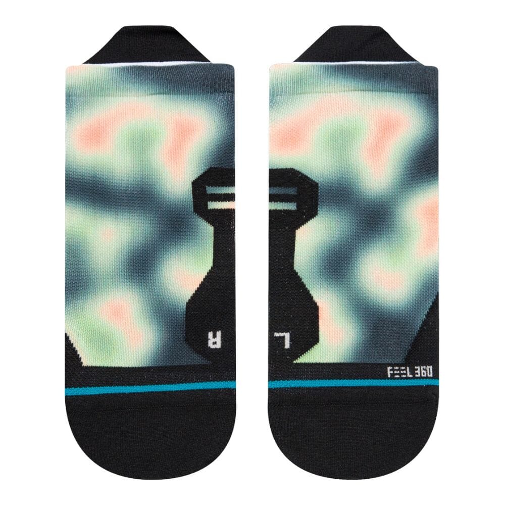 Stance Run Heat Ultralight Cushion Tab Socks - BlackToe Running#colour_washed-black