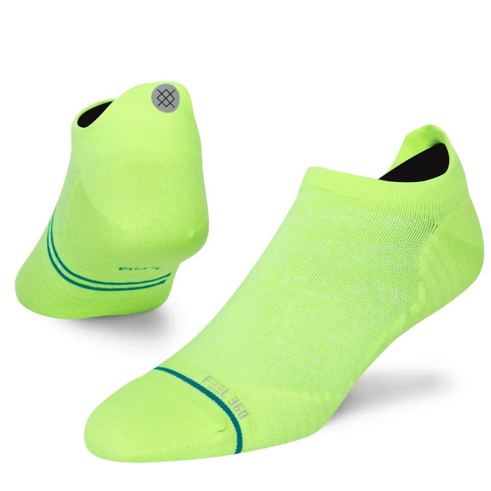 Stance Run Ultra Ultralight Cushion Tab Socks - BlackToe Running#colour_volt