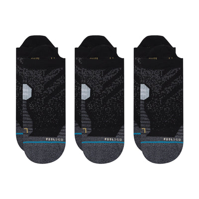 Stance Unisex Run Tab 3-Pack Socks - BlackToe Running#colour_black