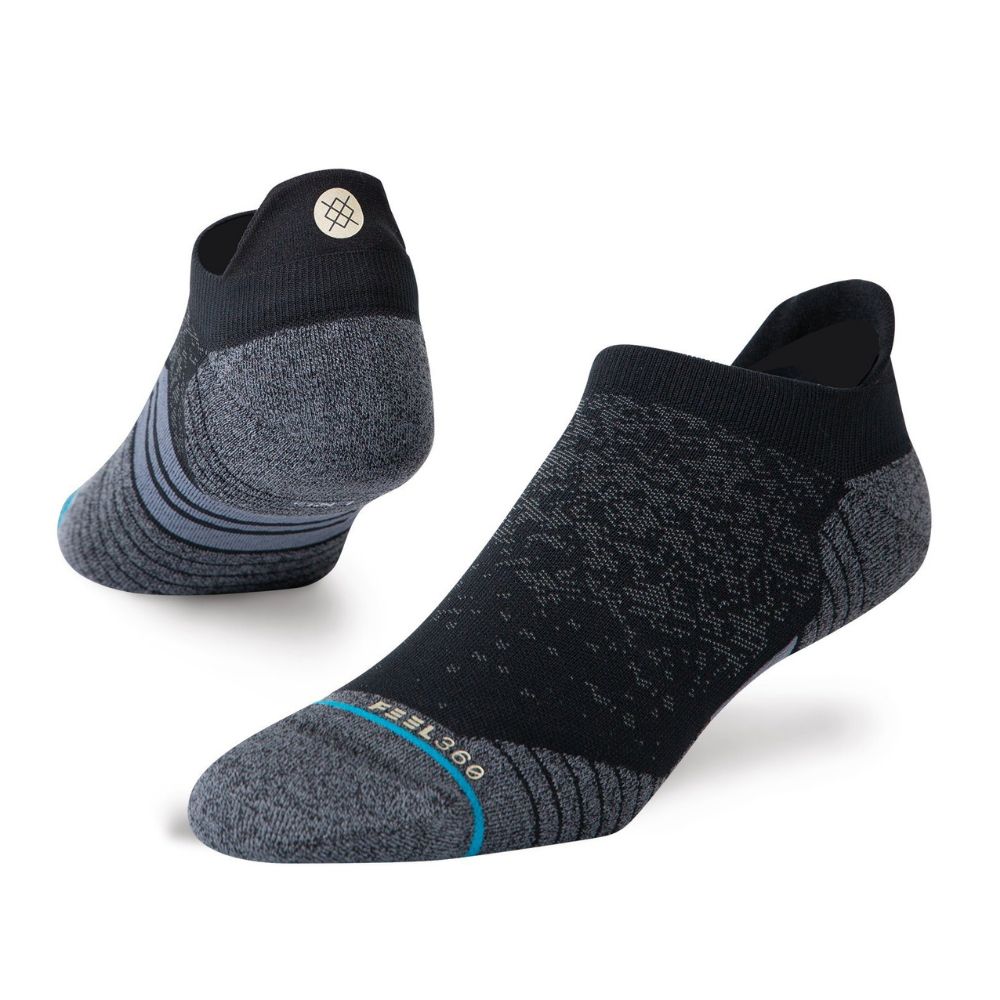 Stance Run Light Cushion Tab Socks - BlackToe Running#colour_black-grey