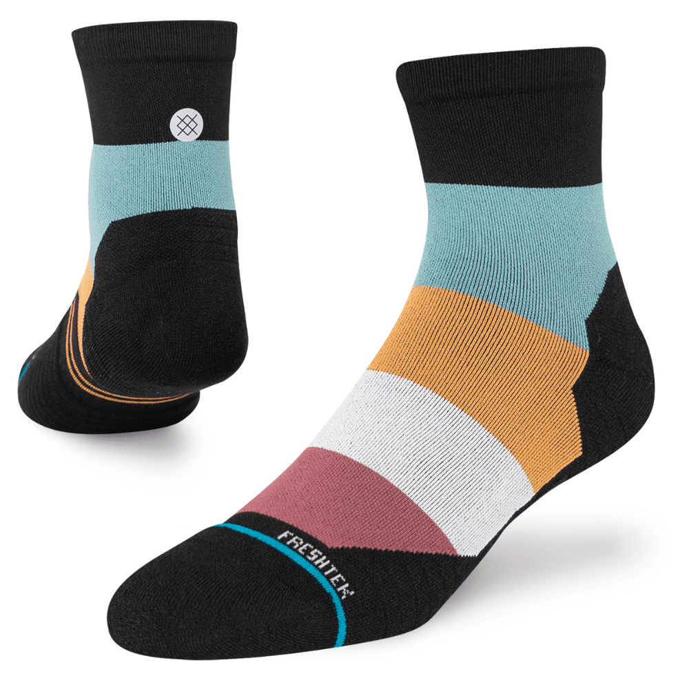 Stance Run - Percy QTR Socks - BlackToe Running#colour_washed-black-teal