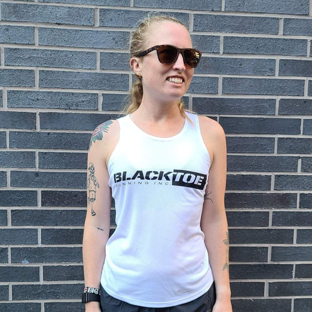 BlackToe Women's Saucony Singlet Women's Tops - BlackToe Running - S#colour_white