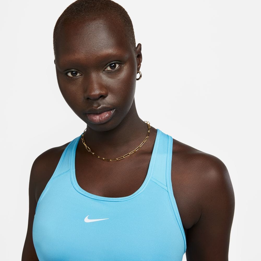 Nike Women's Swoosh Padded Sports Bra Sports Bra - BlackToe Running#colour_baltic-blue-white