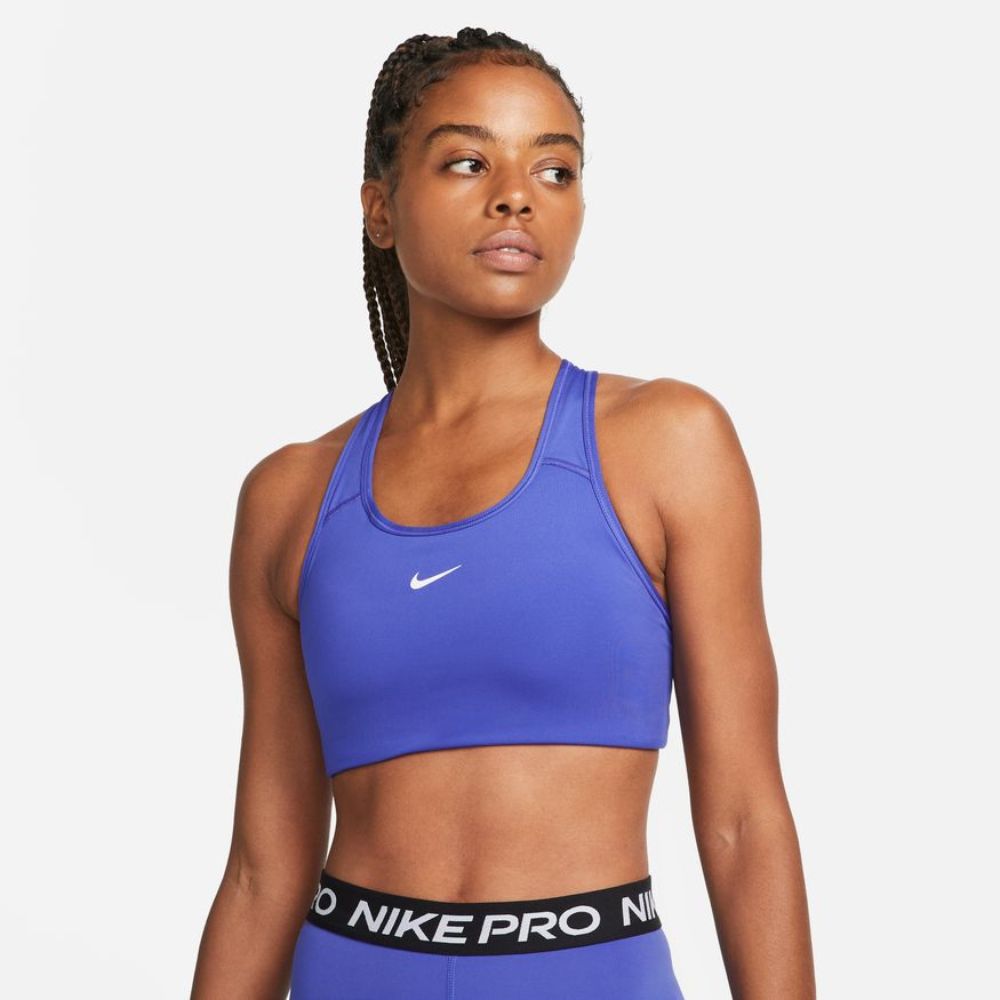 Nike Women's Swoosh Padded Sports Bra Sports Bra - BlackToe Running#colour_lapis-white