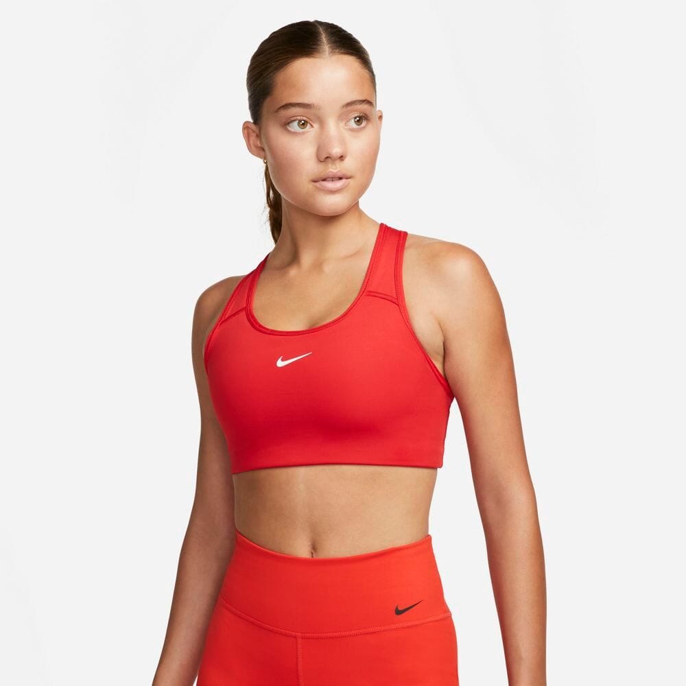 Nike Women's Swoosh Padded Sports Bra Sports Bra - BlackToe Running#colour_university-red-white