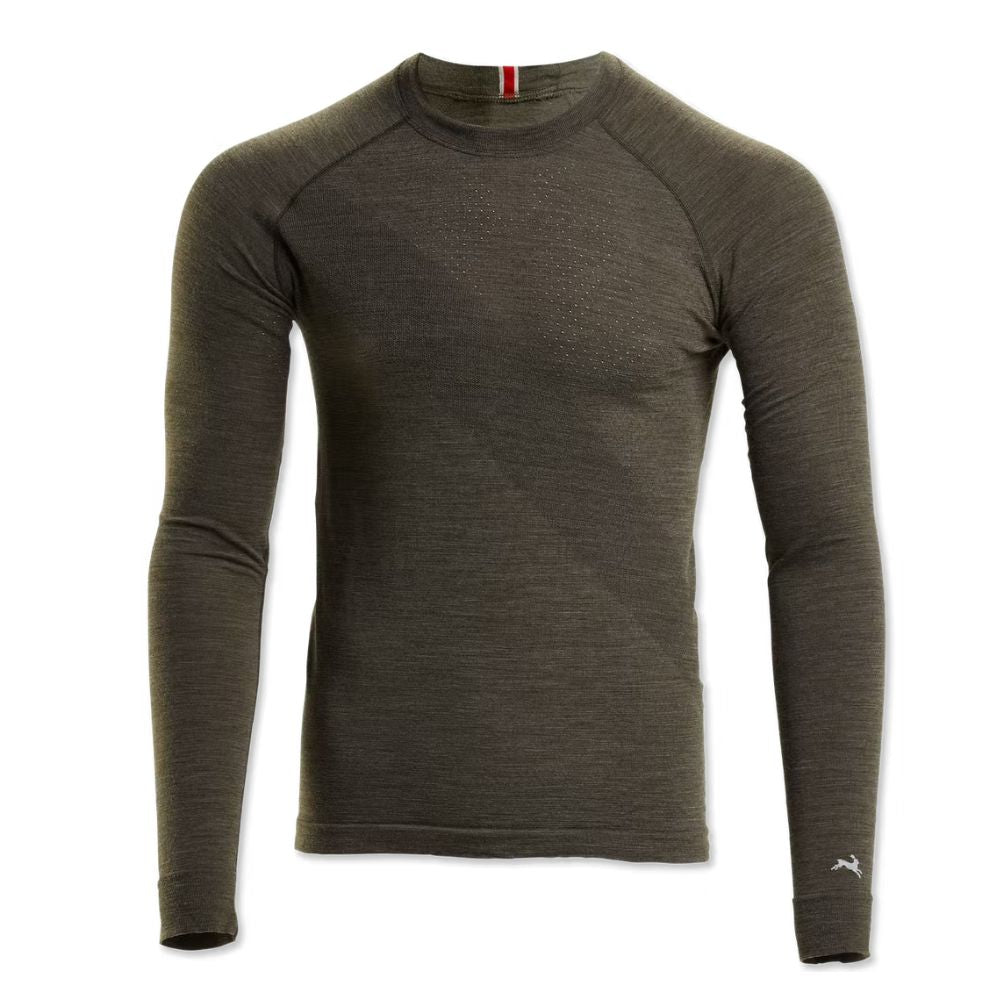 Tracksmith Men's Brighton Base Layer Men's Tops - BlackToe Running#colour_dark-olive-green