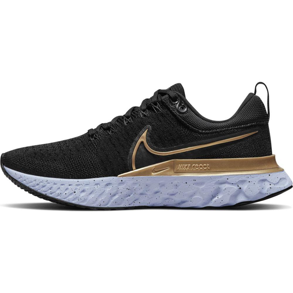 Nike Women's React Infinity Run Flyknit 2 Women's Shoes - BlackToe Running#colour_black-metallic-gold-ghost-dark-smoke-grey