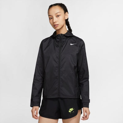 Nike Women's Essential Jacket Women's Tops - BlackToe Running#colour_black-reflective-silver