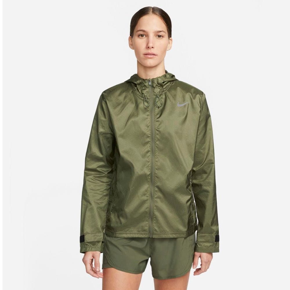 Nike Women's Essential Jacket Women's Tops - BlackToe Running#colour_medium-olive-reflective-silver