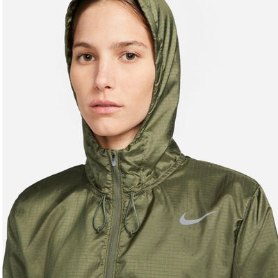 Nike Women's Essential Jacket Women's Tops - BlackToe Running#colour_medium-olive-reflective-silver