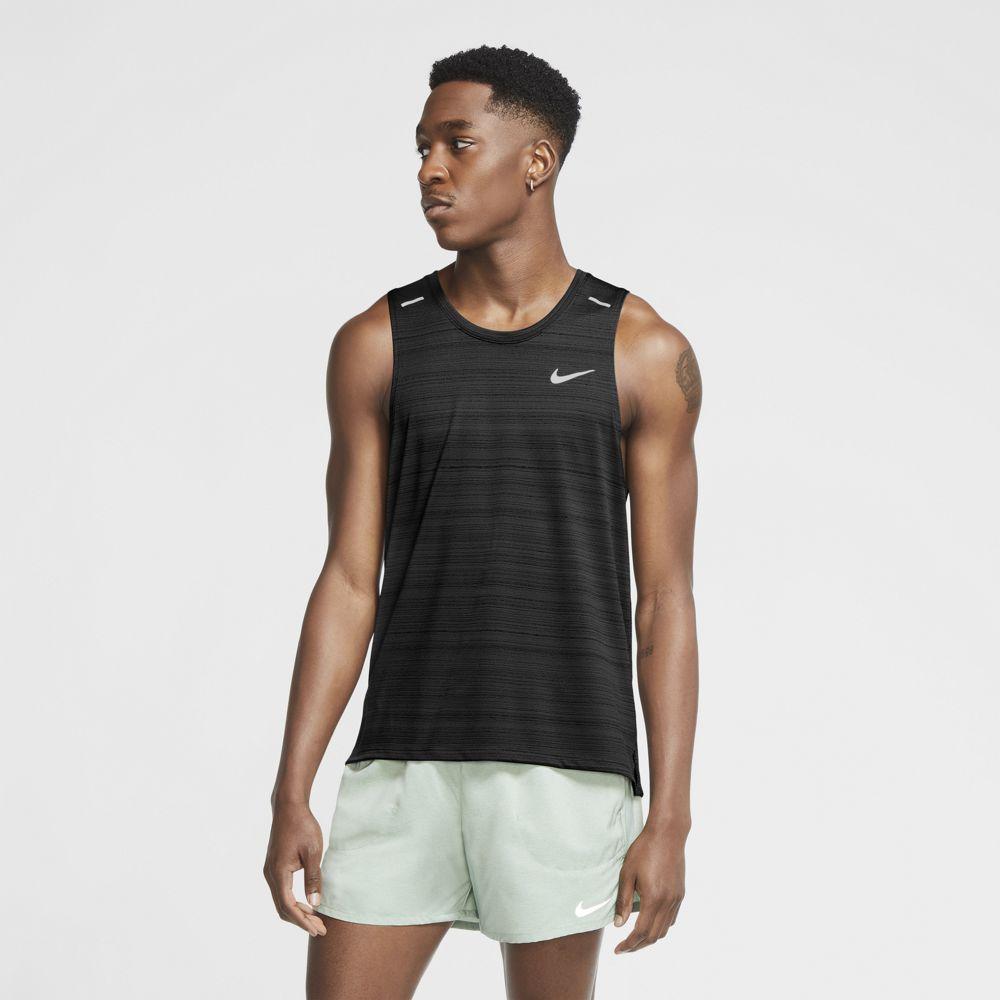 Nike Men's DryFit Miler Tank Men's Tops - BlackToe Running#colour_black