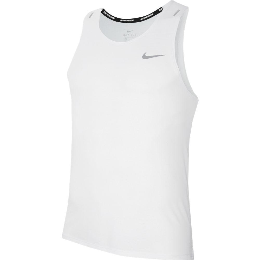 Nike Men's DryFit Miler Tank Men's Tops - BlackToe Running#colour_white