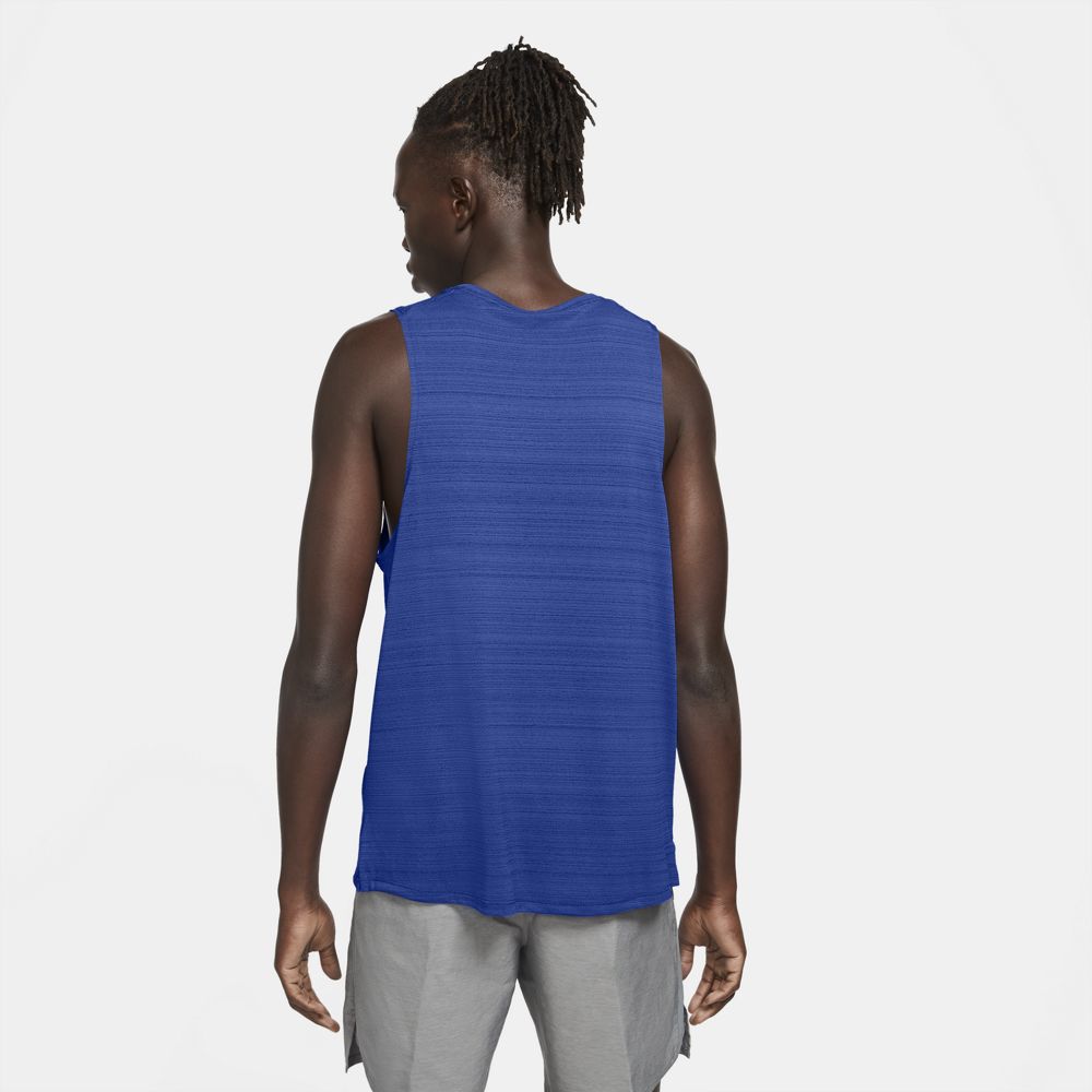 Nike Men's DryFit Miler Tank Men's Tops - BlackToe Running#colour_blue