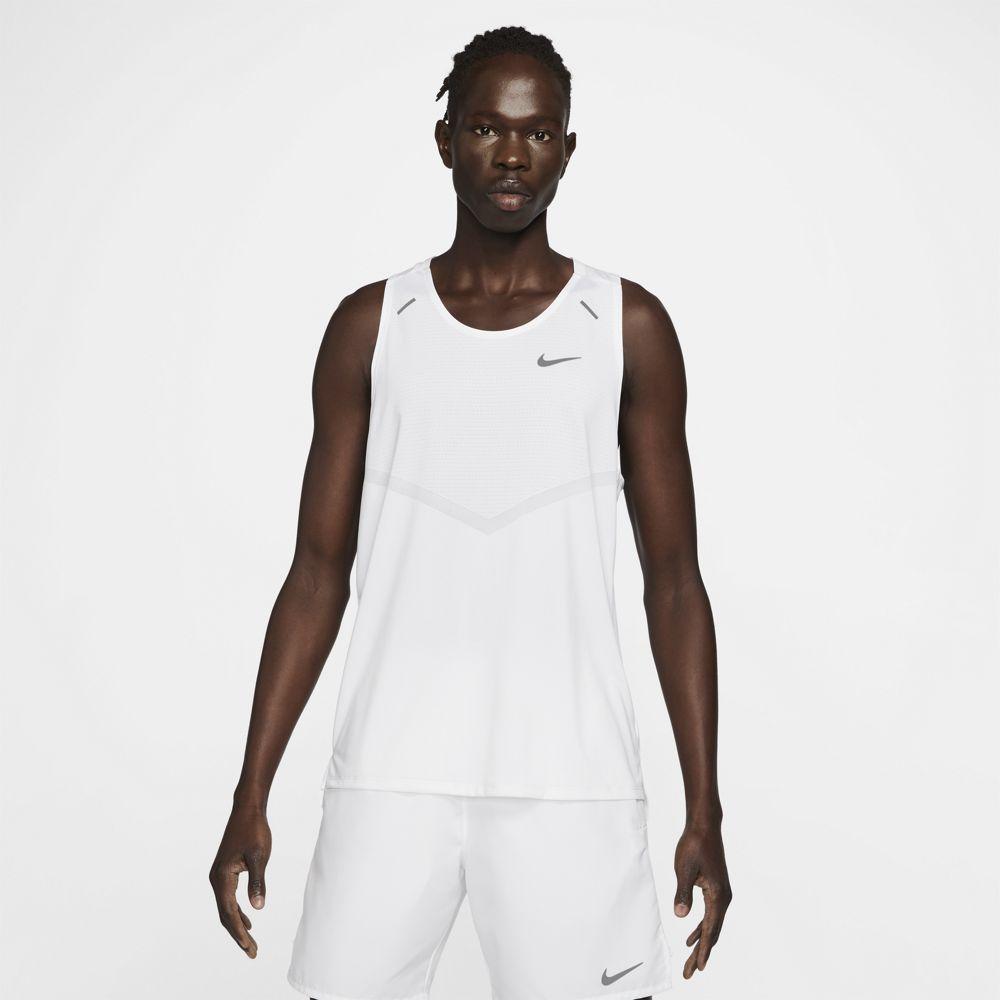 Nike Men's DryFit Rise 365 Tank Men's Tops - BlackToe Running#colour_white-reflective-silver