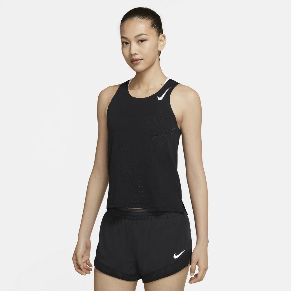 Nike Women's Aeroswift Singlet Women's Tops - BlackToe Running - Small#colour_black