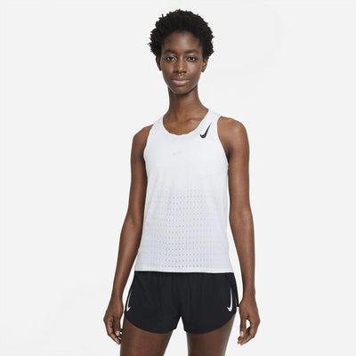 Nike Women's Aeroswift Singlet Women's Tops - BlackToe Running#colour_white