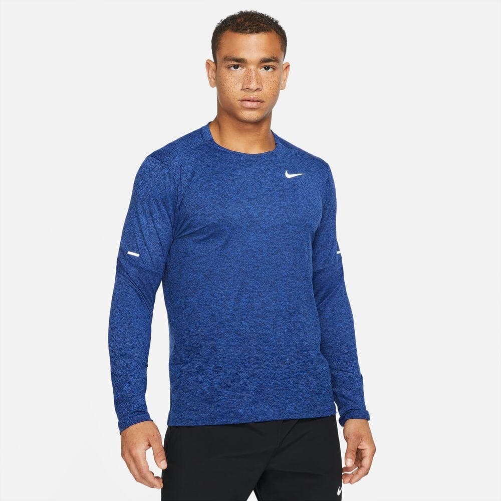 Nike Men's Dry Fit Element Running Crew Men's Tops - BlackToe Running#colour_obsidian-game-royal-reflective-silver