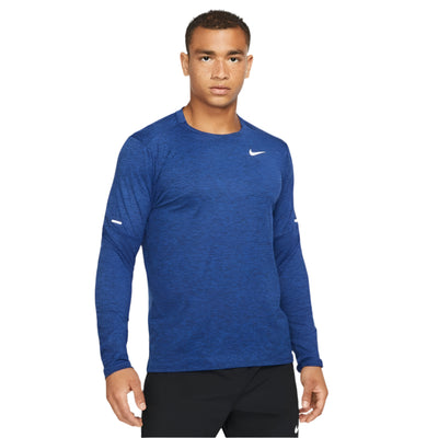 Nike Men's Dry Fit Element Running Crew Men's Tops - BlackToe Running#colour_obsidian-game-royal-reflective-silver