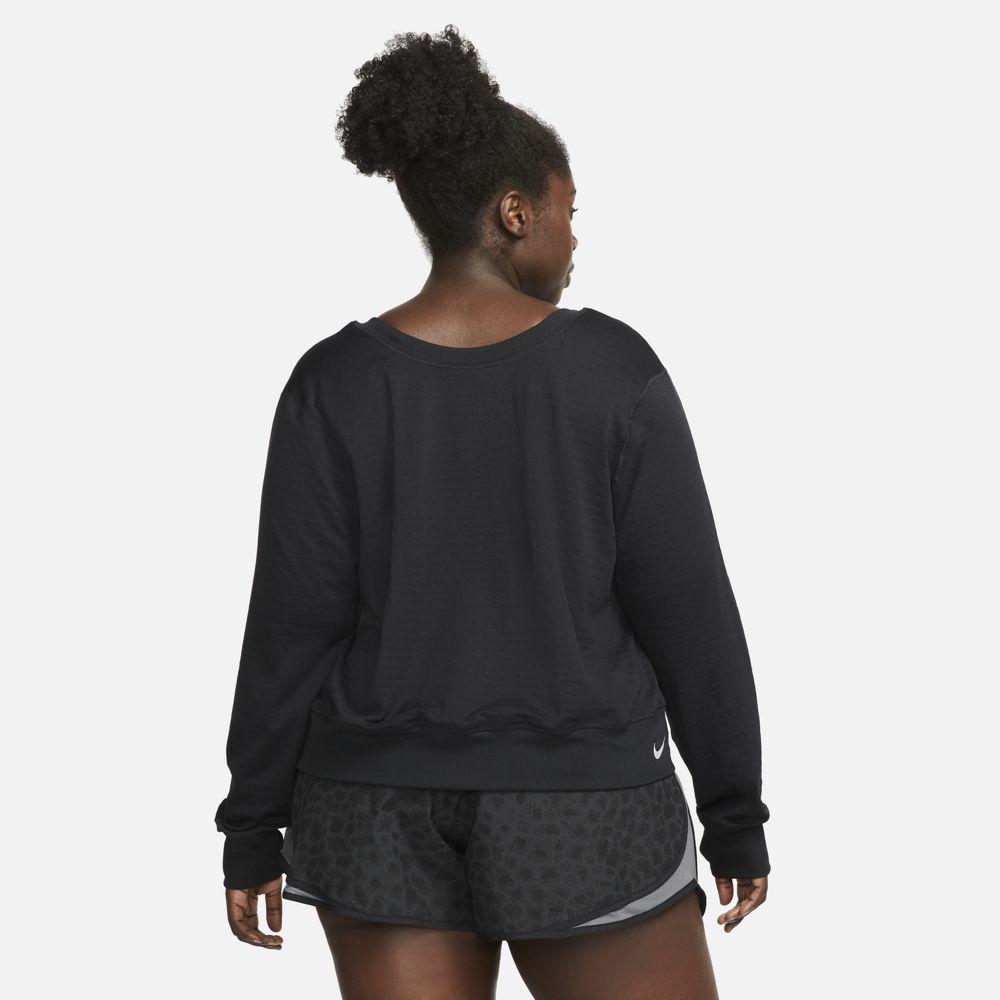 Nike Women's Therma-FIT Element Crew Top Women's Tops - BlackToe Running - Extra Small#colour_black-reflective-silver