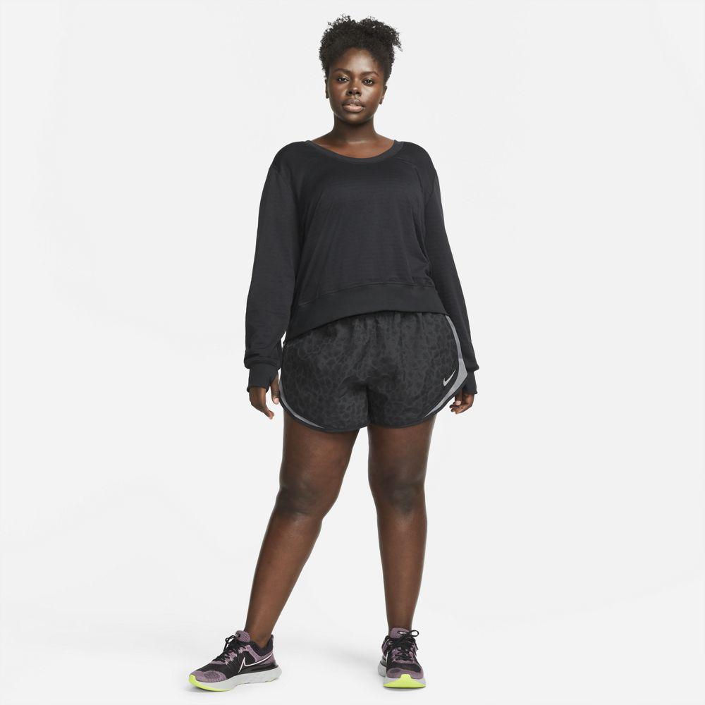 Nike Women's Therma-FIT Element Crew Top Women's Tops - BlackToe Running - Extra Small#colour_black-reflective-silver