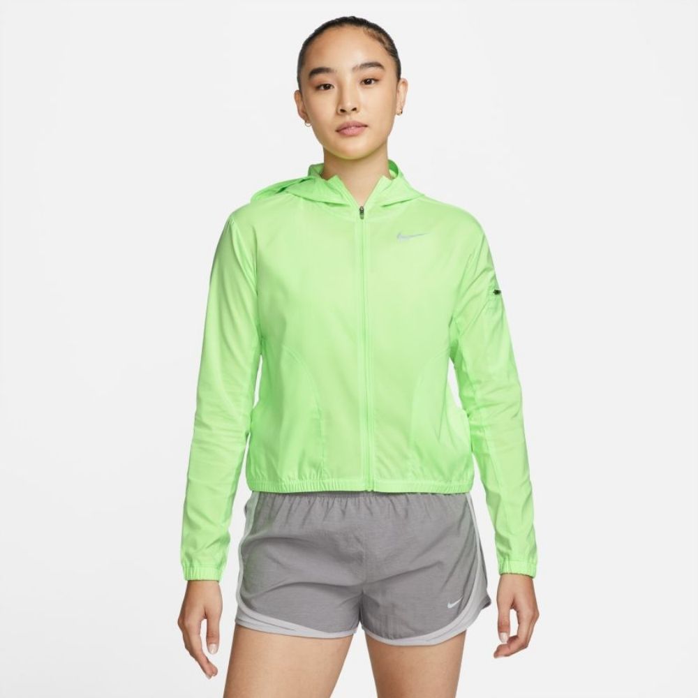 Nike Women's Impossibly Light Hooded Running Jacket - BlackToe Running#colour_lime-glow-reflective-silver