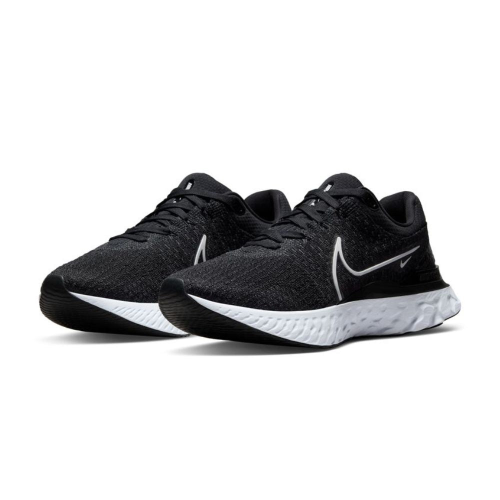 Nike Men's React Infinity Run Flyknit 3 - BlackToe Running#colour_black-white