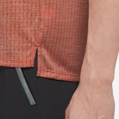 Nike Men's Dri-FIT ADV Techknit Ultra Short Sleeve Men's Tops - BlackToe Running#colour_madder-root-reflective-silver