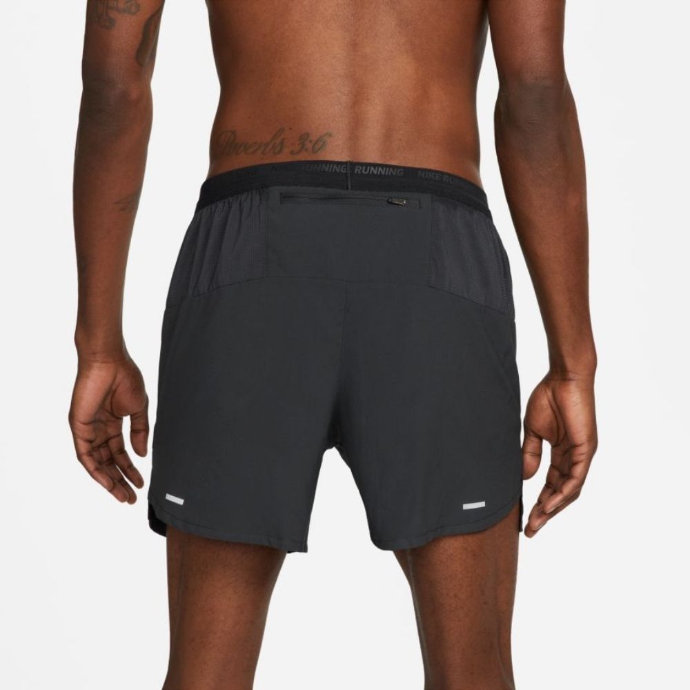 Nike Men's Dri-FIT Stride 5" Brief-Lined Running Shorts - BlackToe Running#colour_black-reflective-silver