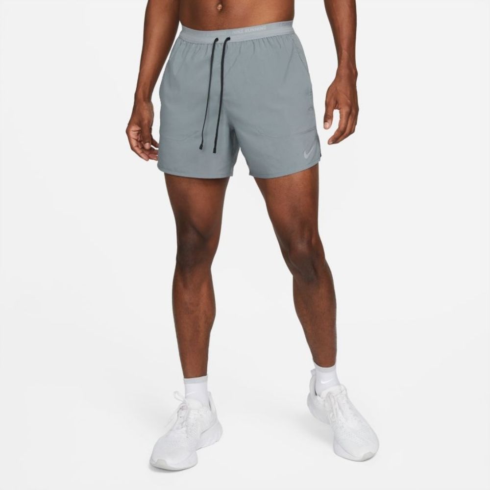 Nike Men's Dri-FIT Stride 5" Brief-Lined Running Shorts - BlackToe Running#colour_smoke-grey-black-reflective-silver