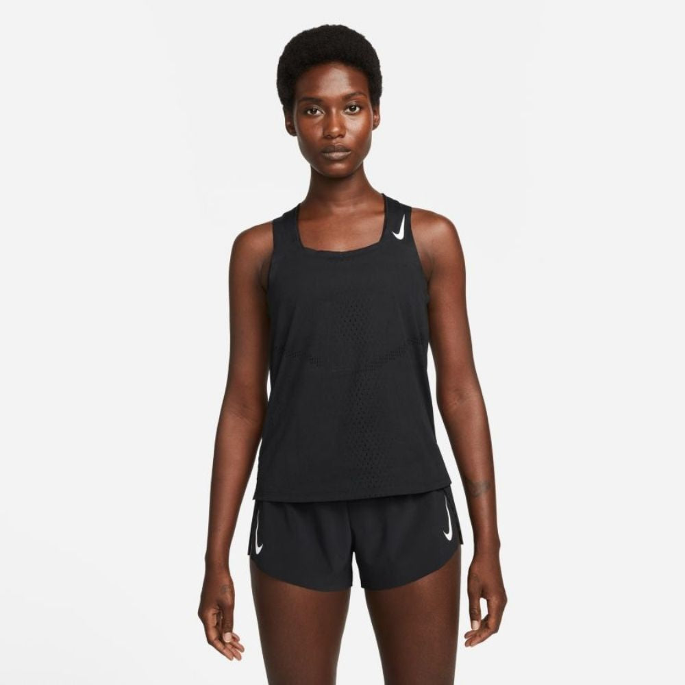 Nike Women's Dri-FIT ADV AeroSwift Racing Singlet - BlackToe Running#colour_black-white