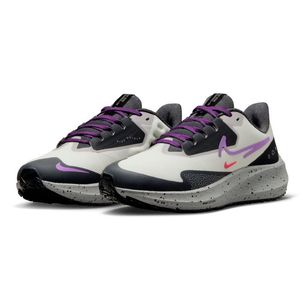 Nike Women's Air Zoom Pegasus 39 Shield Women's Shoes - BlackToe Running#colour_light-bone-vivid-purple-cobblestone