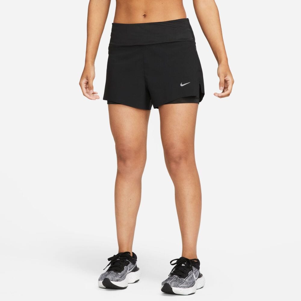Nike Women's Dri-FIT Swift Mid-Rise 3" 2-in-1 Running Shorts with Pockets - BlackToe Running#colour_black